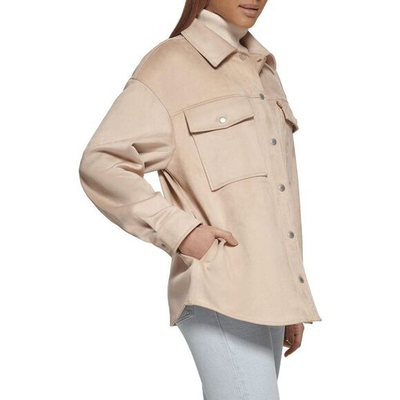 Levi's Women's Plus Size Faux Suede Shacket - Sand 2X - Picture 2 of 6